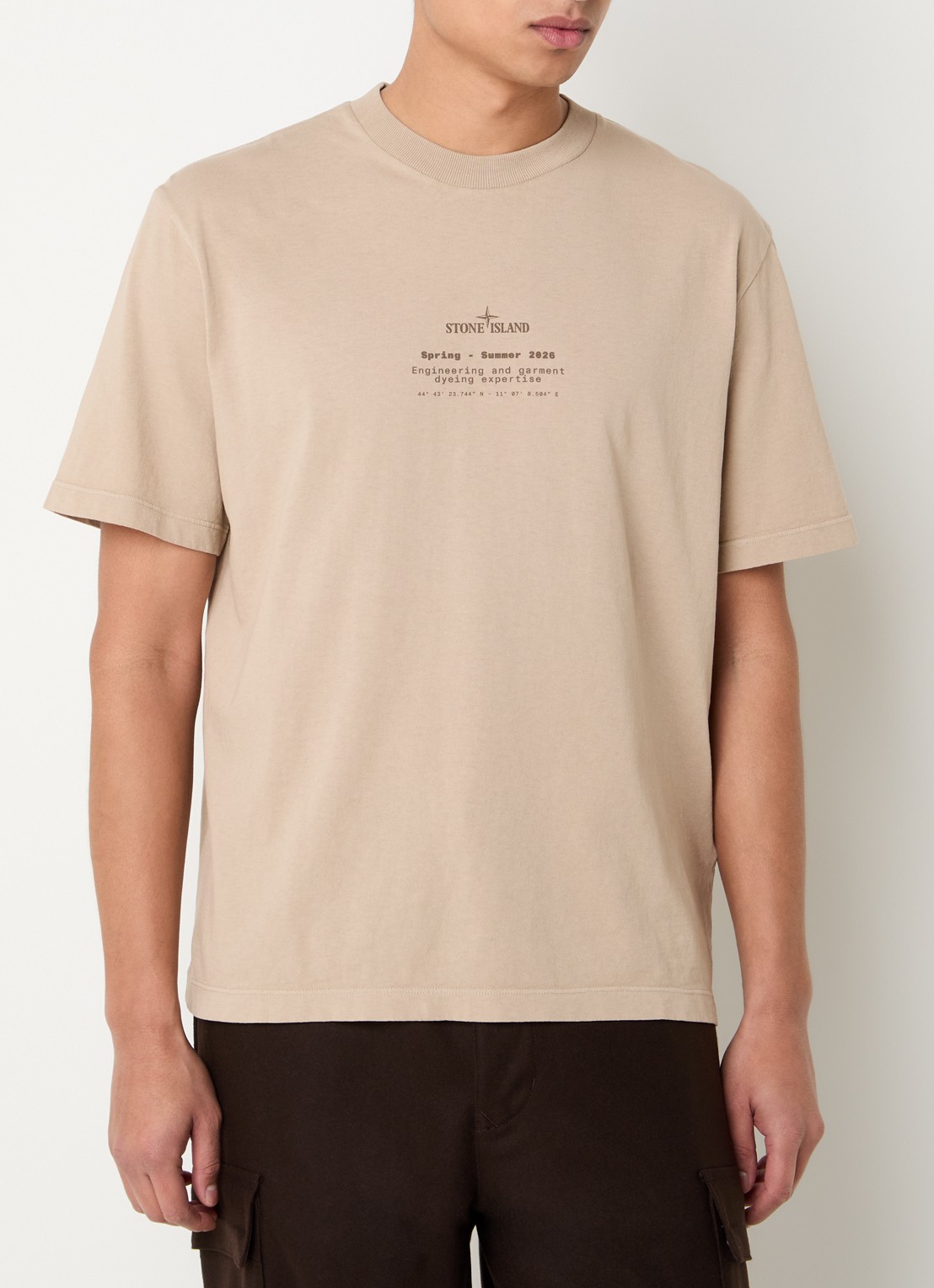 Stone Island 12002 T-shirt met logo- en backprint - achterkant 5 beige