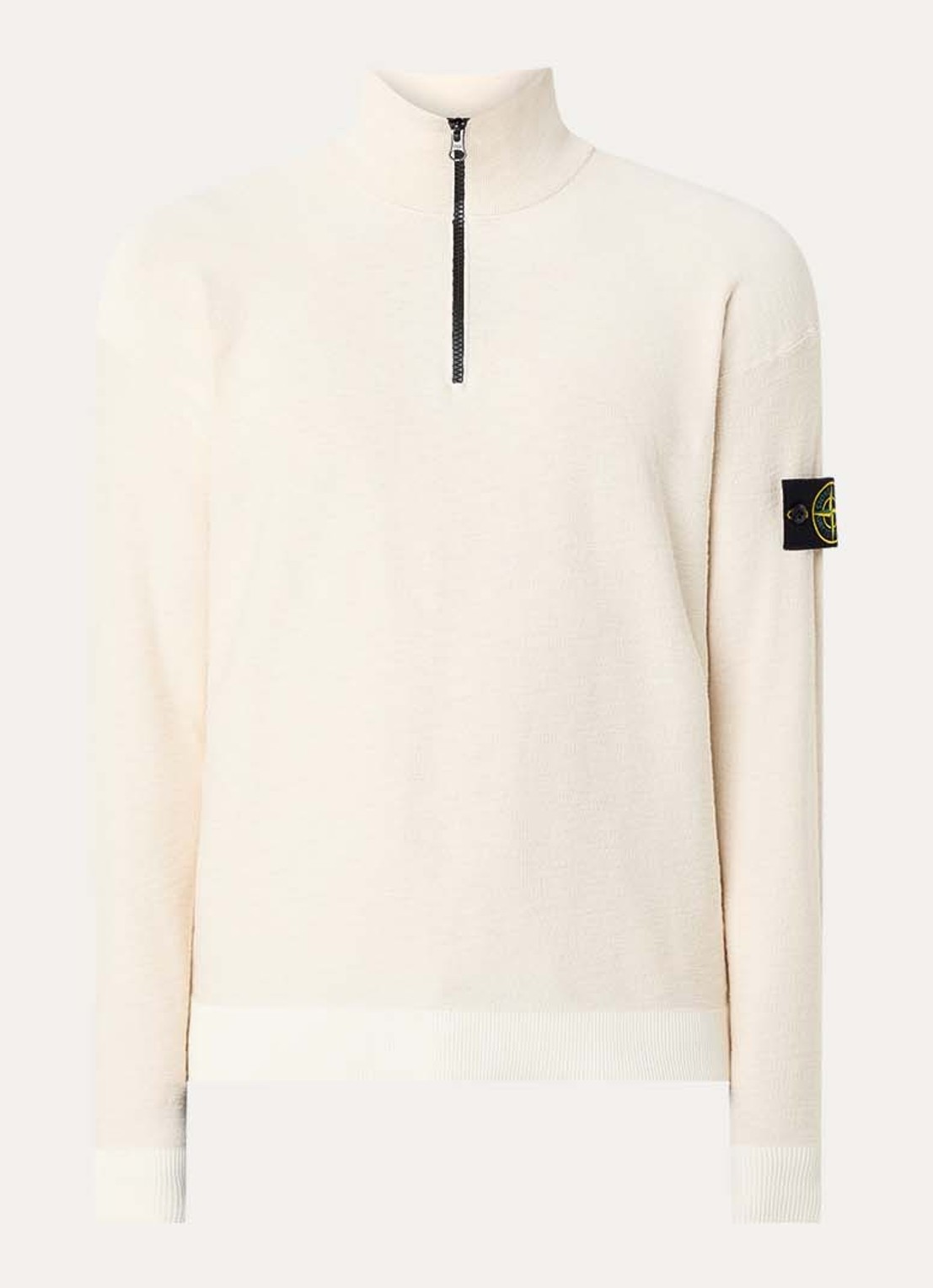 Stone Island 26983 fijngebreide trui met logoborduring - voorkant ivoor