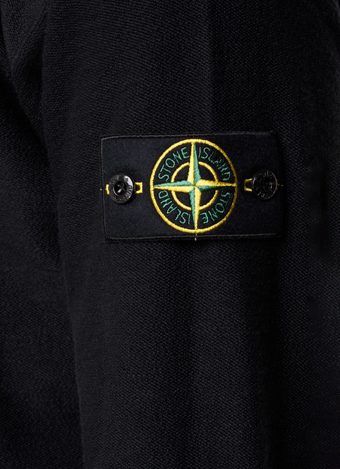 Stone Island 26983 fijngebreide trui met logoborduring - detail 4 zwart