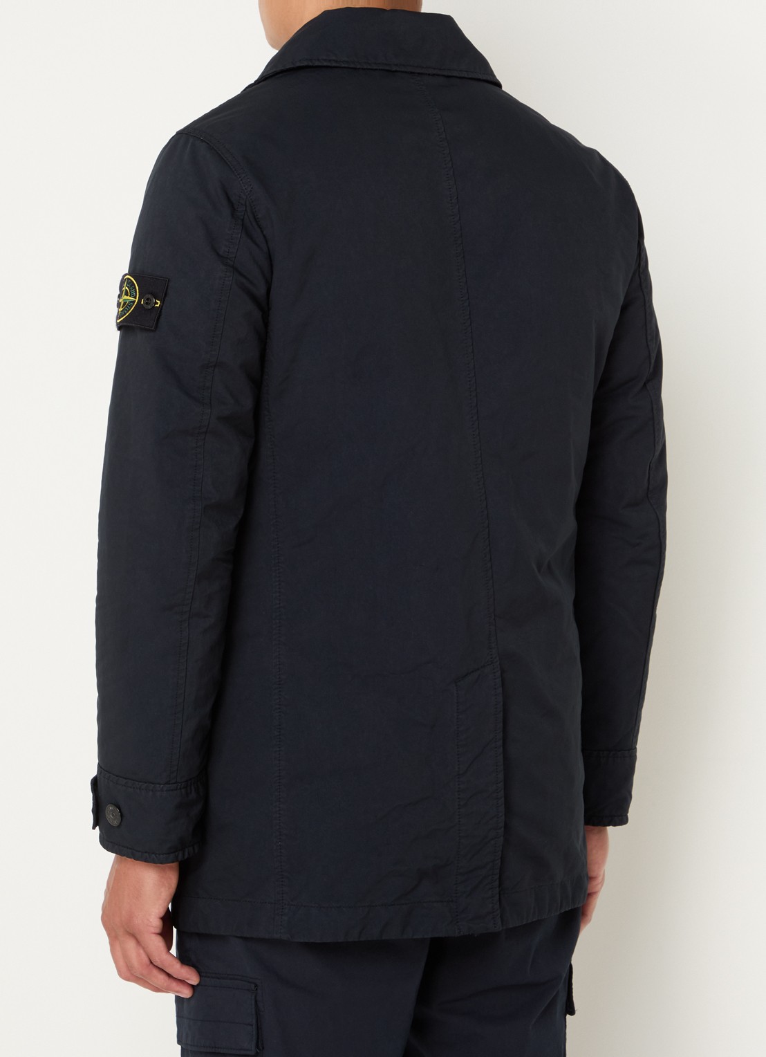 Stone Island 42149 trenchcoat met steekzakken en logo - achterkant 4 donkerblauw