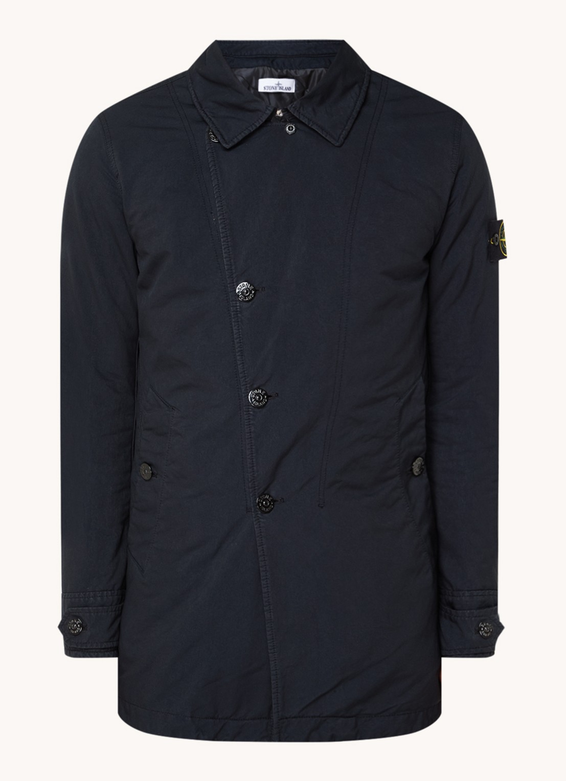 Stone Island 42149 trenchcoat met steekzakken en logo - voorkant 5 donkerblauw