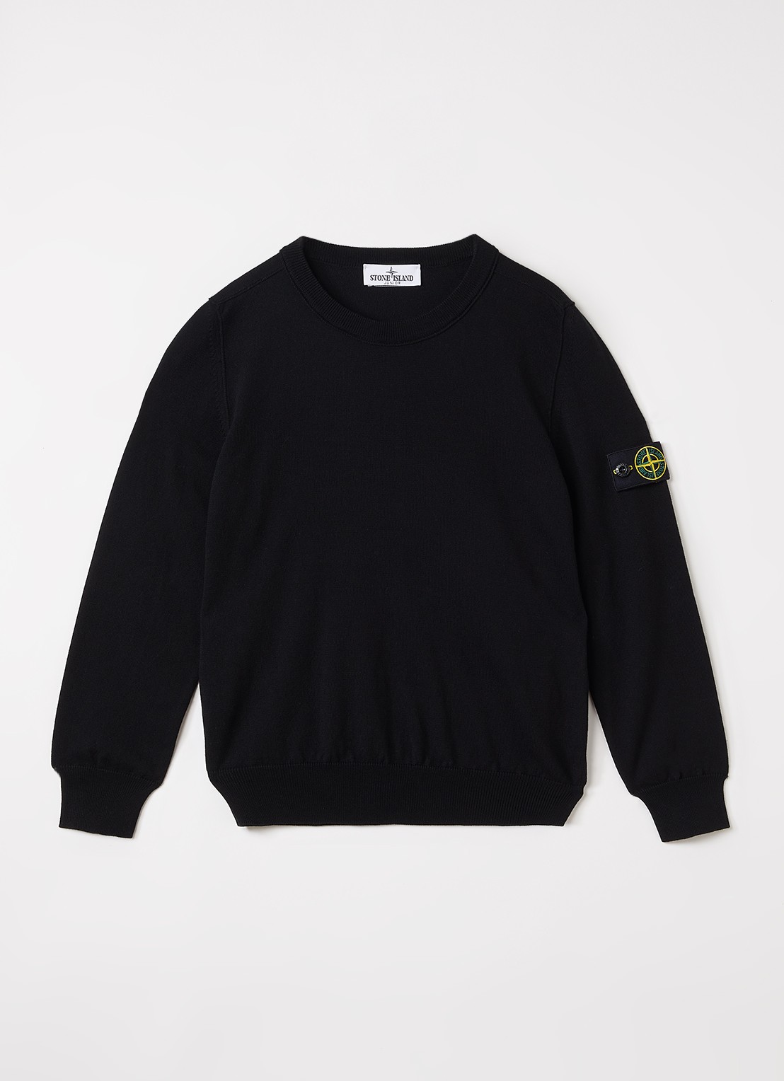 Stone Island 51000 fijngebreide trui met logo - voorkant zwart
