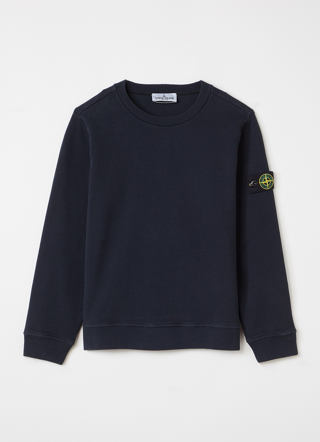 Stone Island 61000 sweater met ribstructuur - voorkant donkerblauw