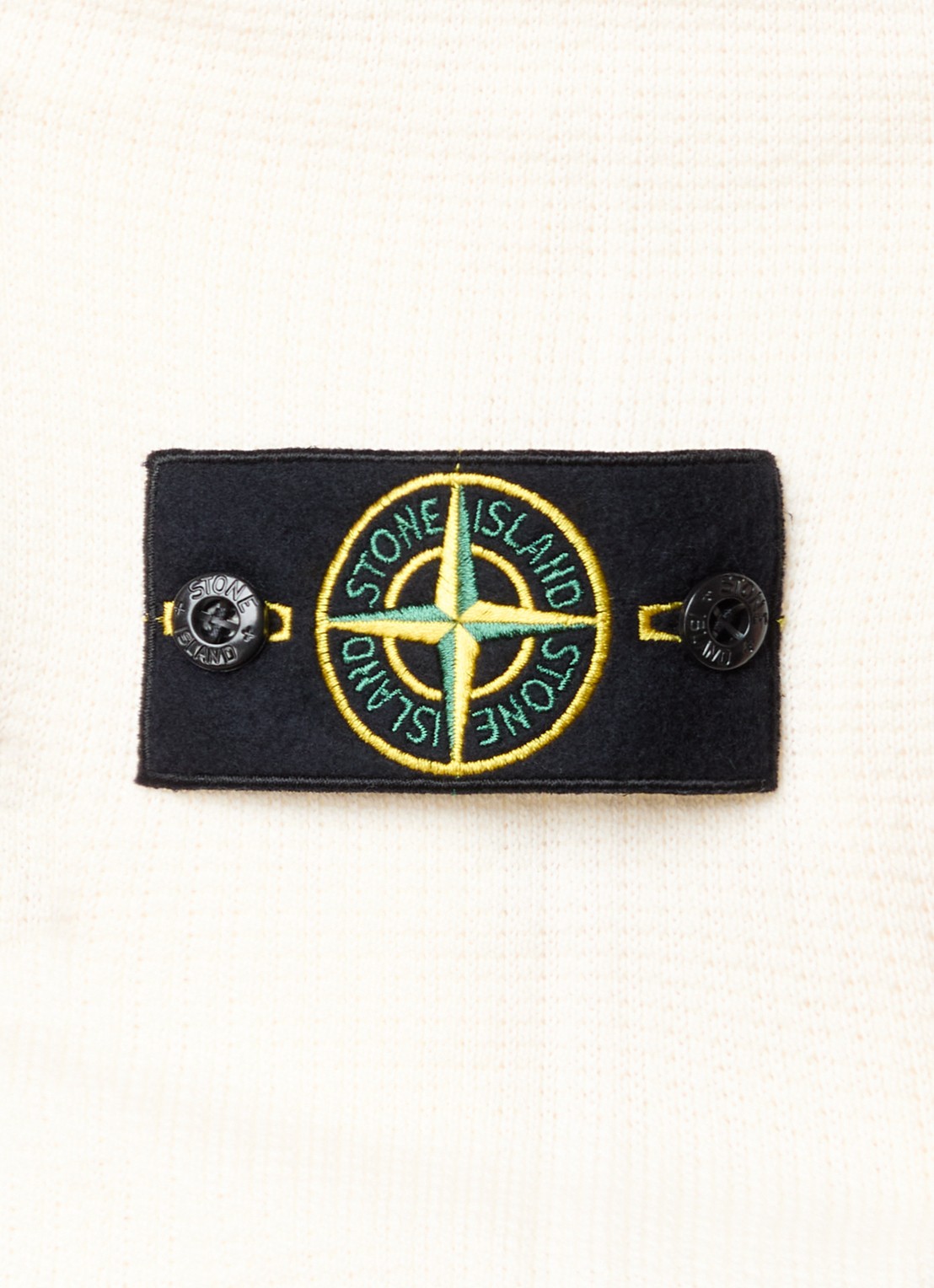 Stone Island 64011 fijngebreide trui met logoborduring - detail 5 ivoor