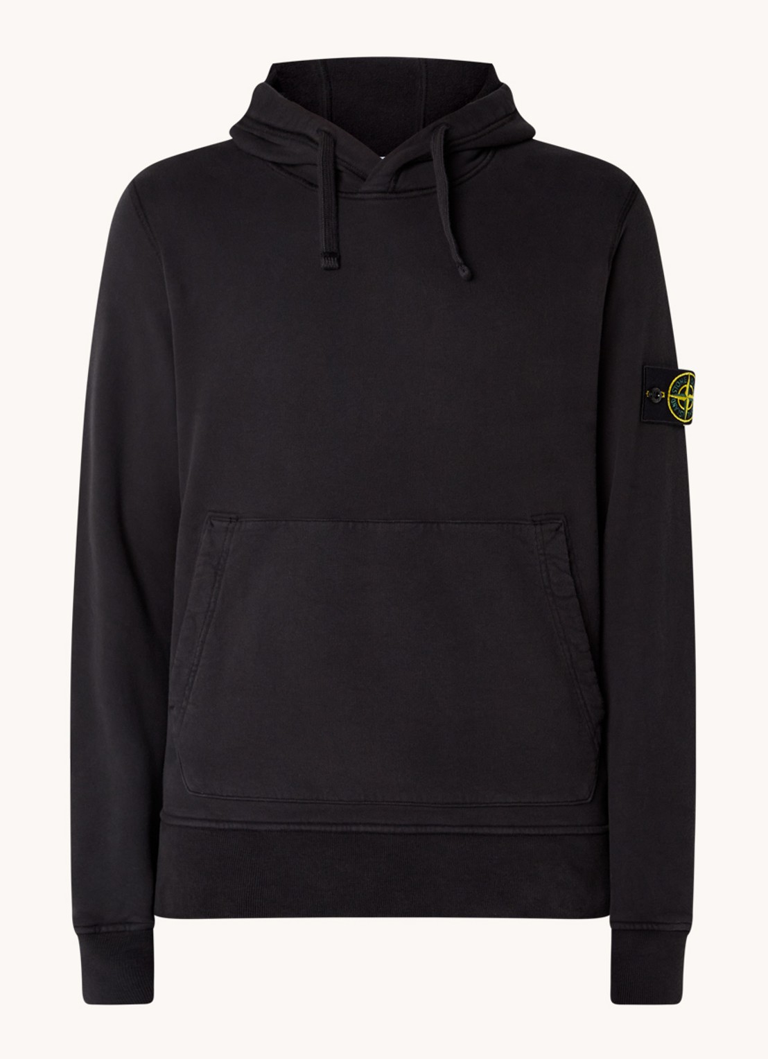 Stone Island 64120 Hoodie met logo - voorkant zwart