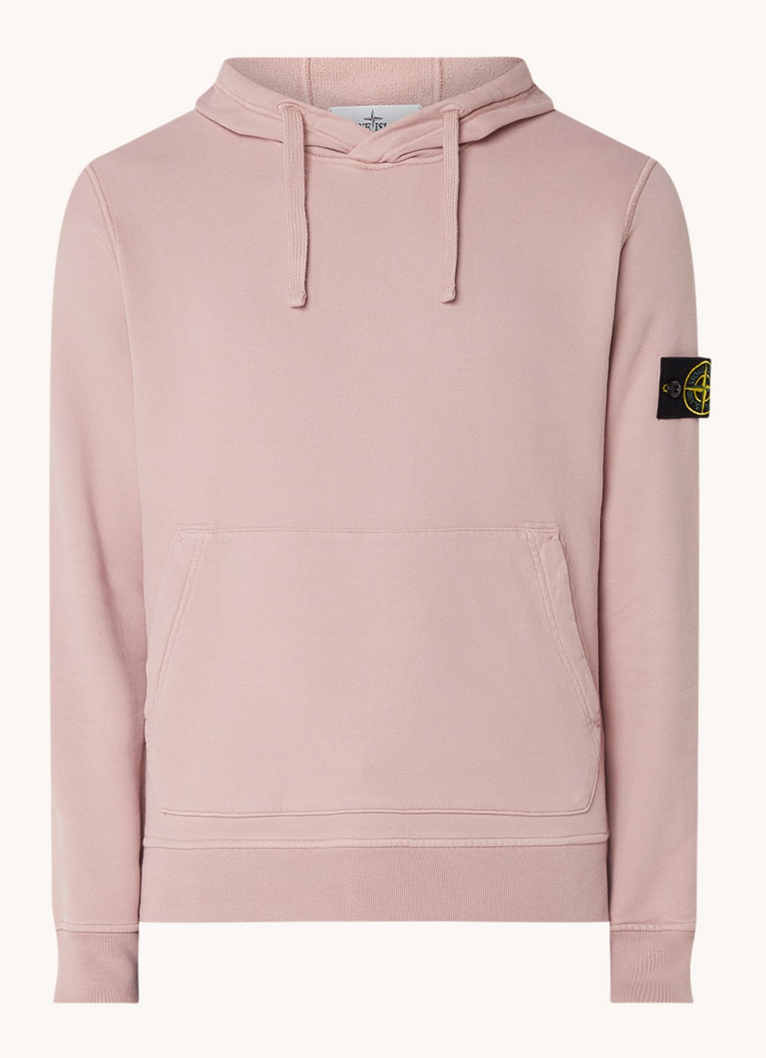 Stone Island 64120 Hoodie met logo - voorkant 3 oudroze