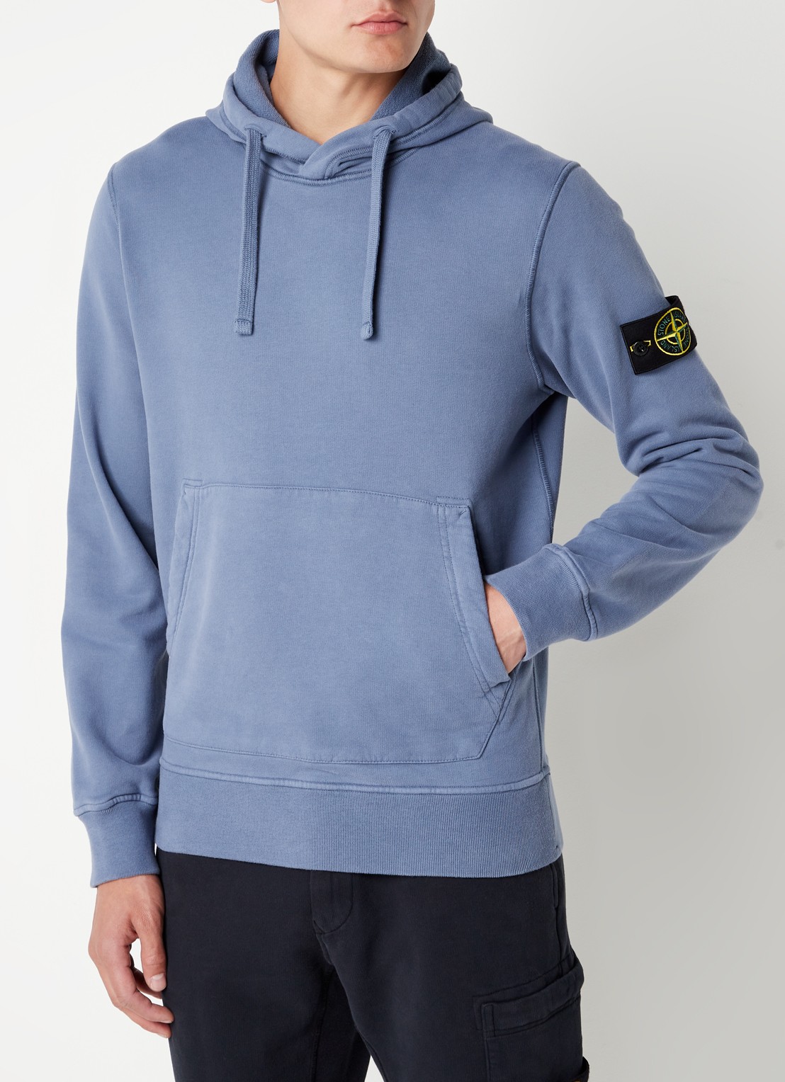 Stone Island 64120 Hoodie met logo - detail 3 staalblauw