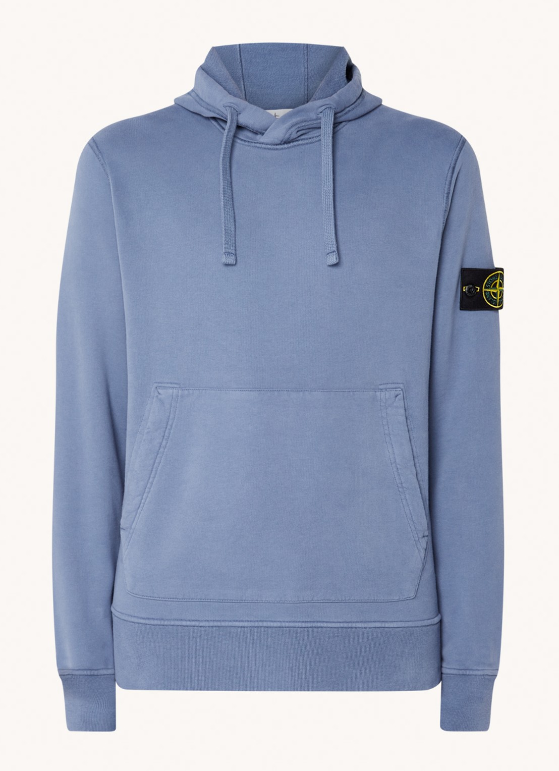 Stone Island 64120 Hoodie met logo - voorkant staalblauw