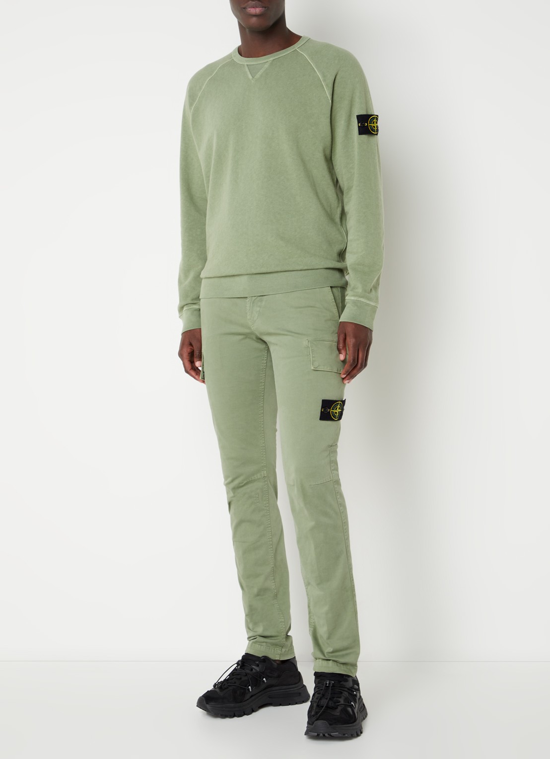 Stone Island 66360 sweater met ronde hals en logopatch • Lindegroen ...