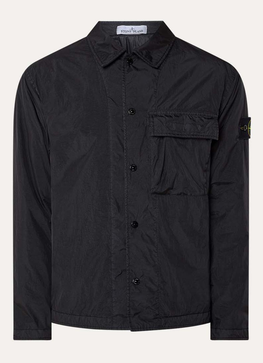 Stone Island 77087 jack met borstzak en logo - voorkant zwart