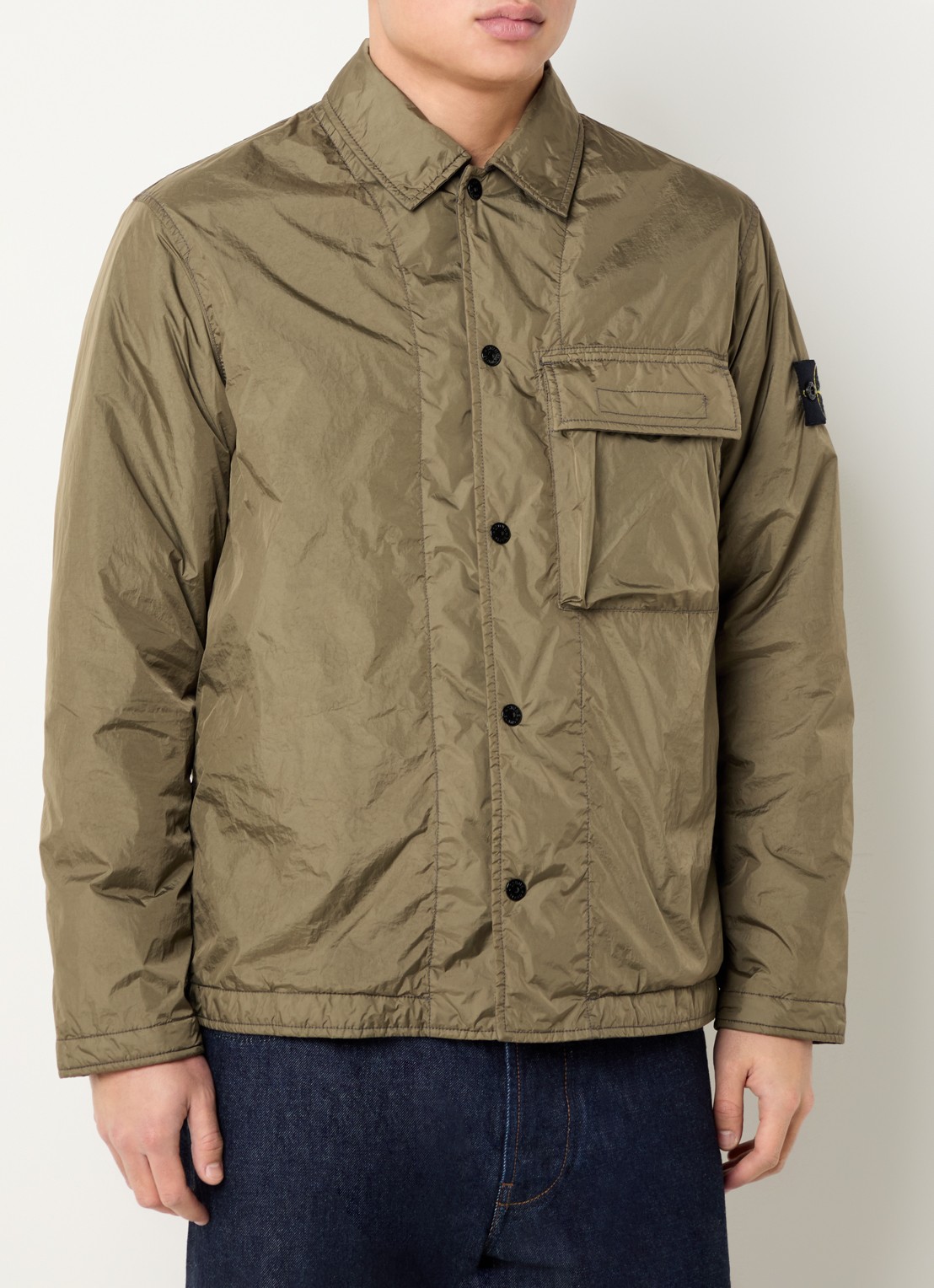Stone Island 77087 jack met borstzak en logo - detail 2 mosgroen