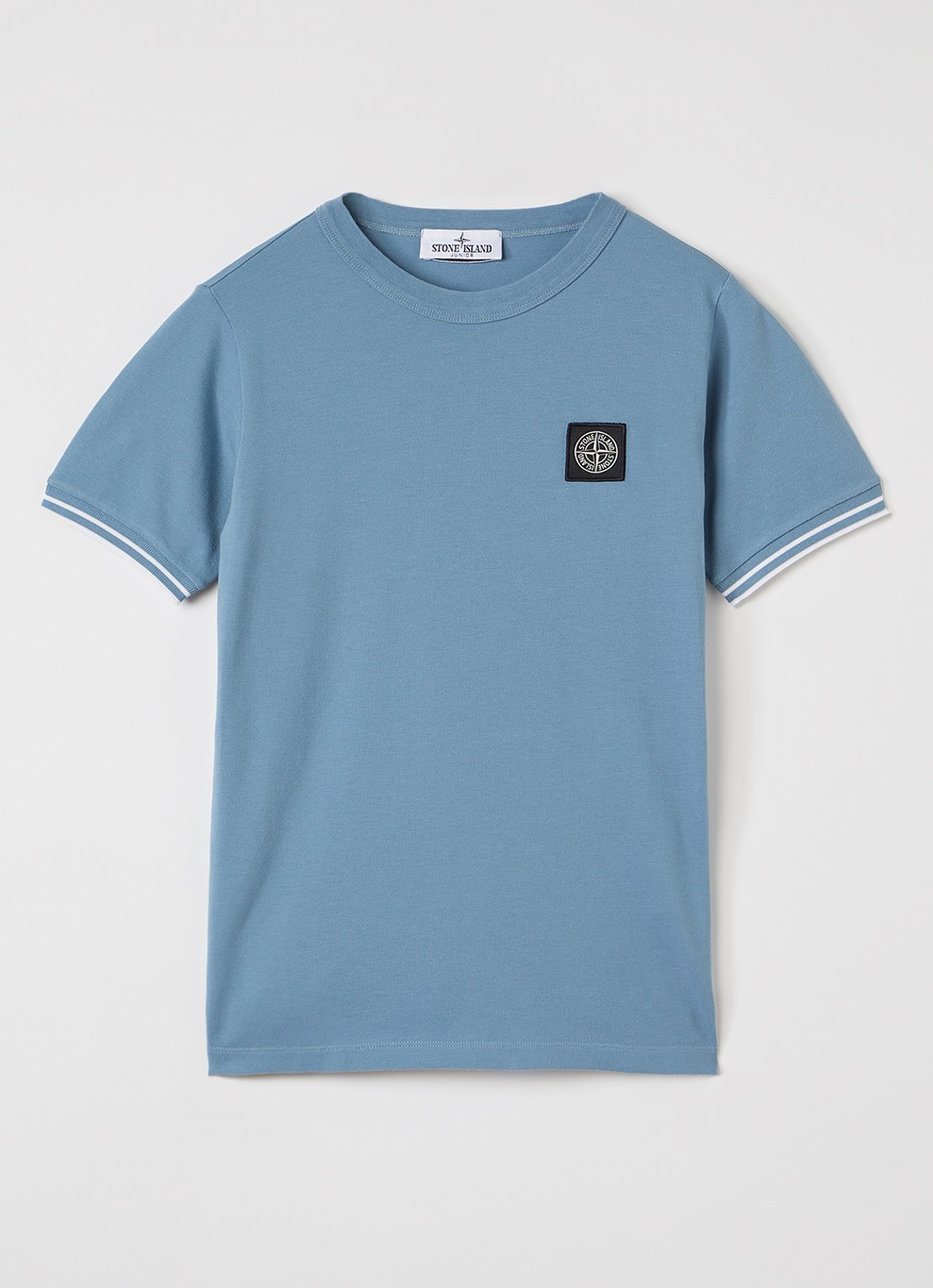 Stone Island 80538 T-shirt met logo - voorkant staalblauw