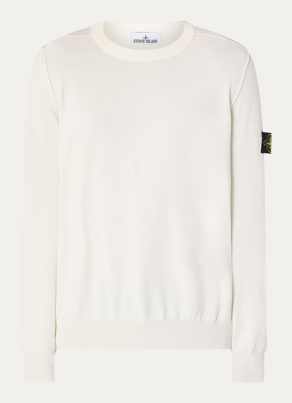 Stone Island 86002 fijngebreide trui met logo - voorkant 3 ivoor