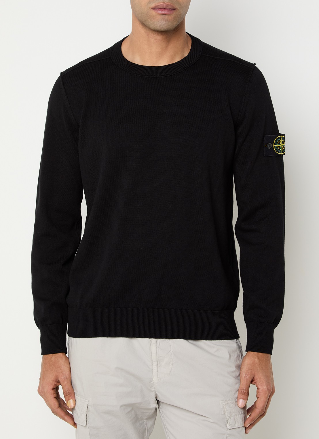 Stone Island 86002 fijngebreide trui met logo - detail 4 zwart