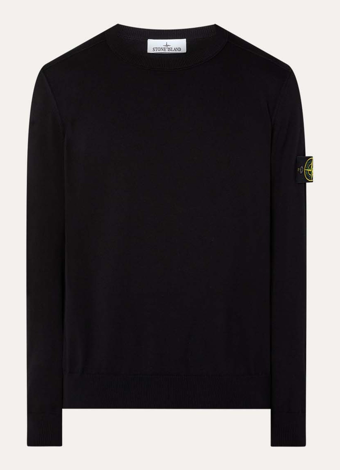 Stone Island 86002 fijngebreide trui met logo - voorkant zwart