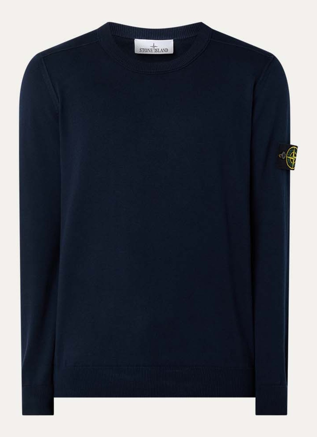 Stone Island 86002 fijngebreide trui met logo - voorkant 4 donkerblauw