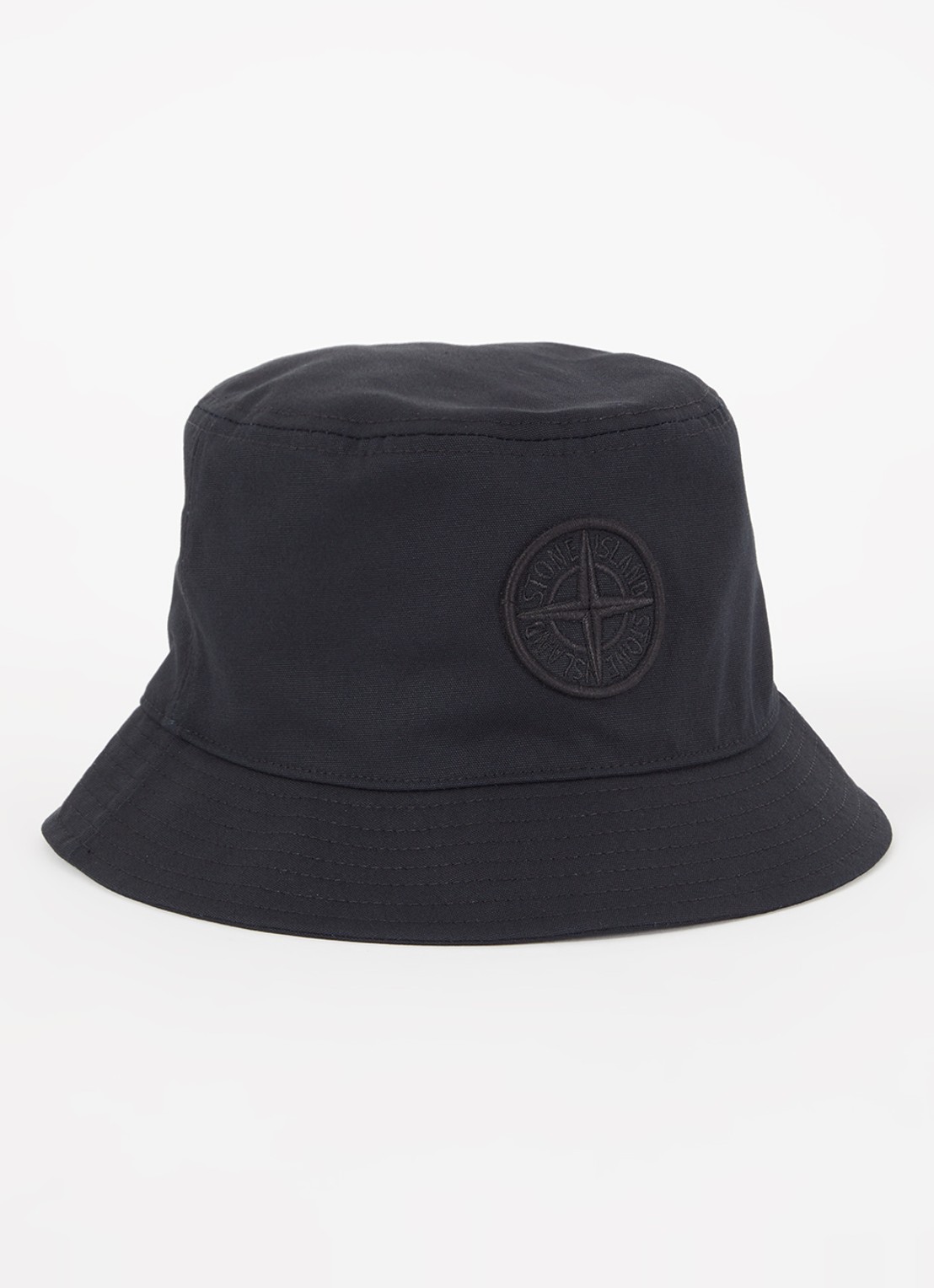 Stone Island Bucket hoed met logoborduring - voorkant 2 zwart