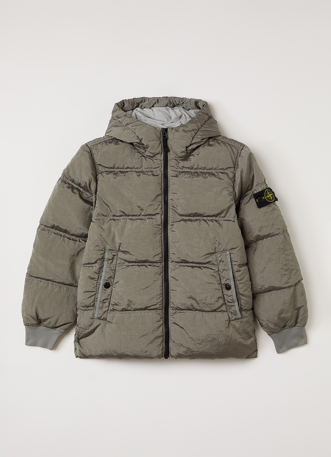 Stone Island Gewatteerd jack met donsvulling - voorkant 2 grijs