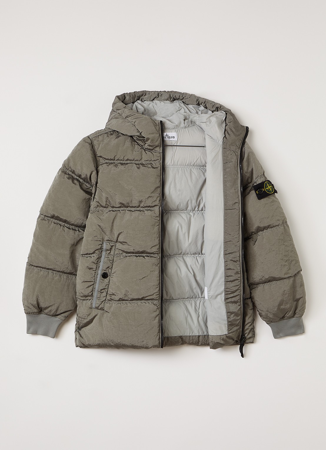 Stone Island Gewatteerd jack met donsvulling - voorkant 3 grijs