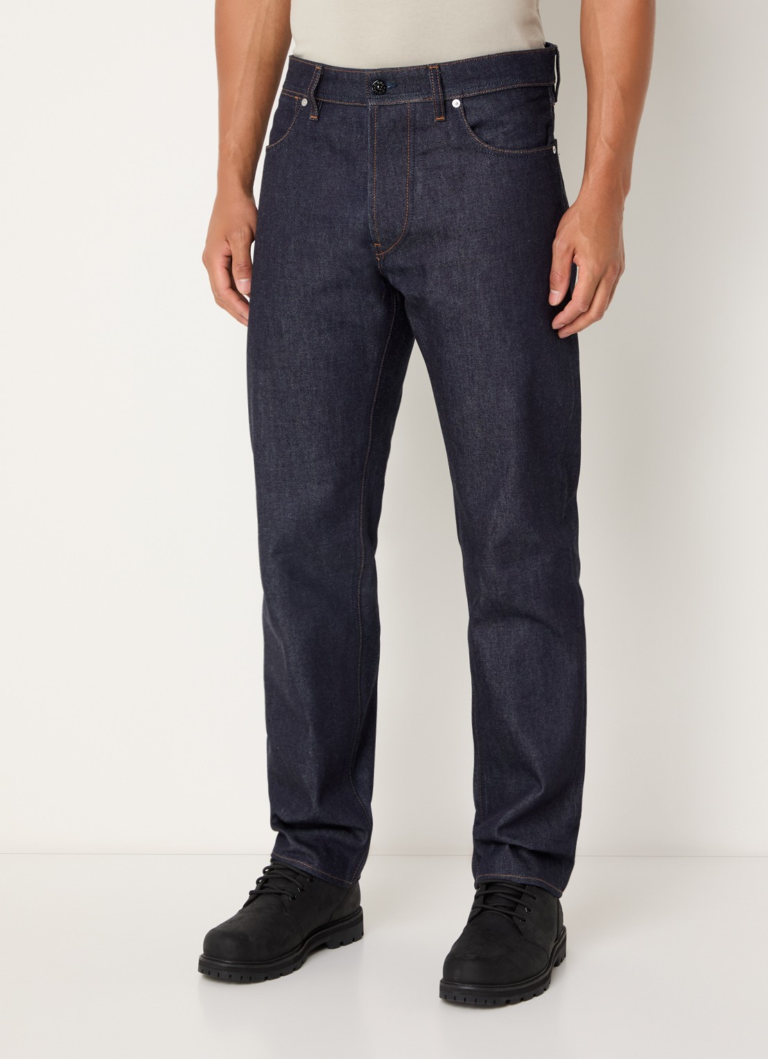 Stone Island K2S15 straight leg jeans met steekzakken - detail 4 donkerblauw