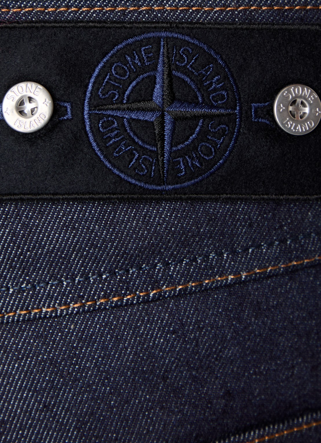 Stone Island K2S15 straight leg jeans met steekzakken - detail 6 donkerblauw