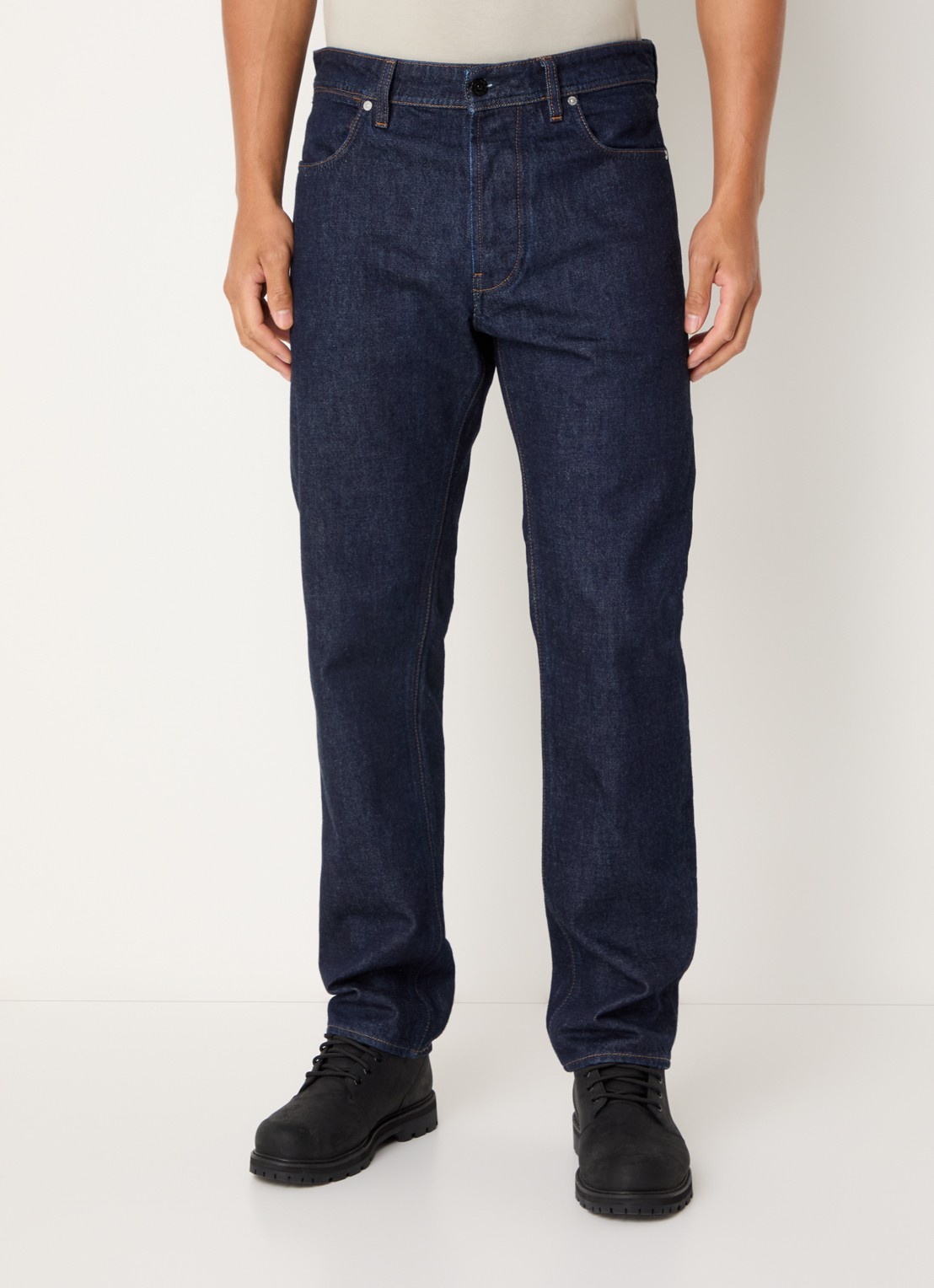 Stone Island K2S15 straight leg jeans met steekzakken - detail 4 donkerblauw