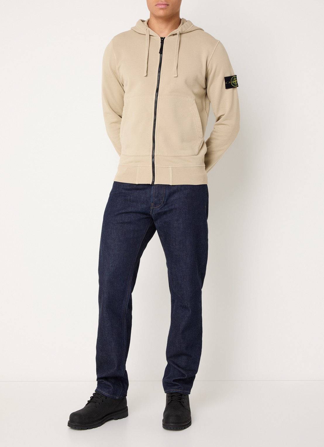 Stone Island K2S15 straight leg jeans met steekzakken - voorkant 3 donkerblauw