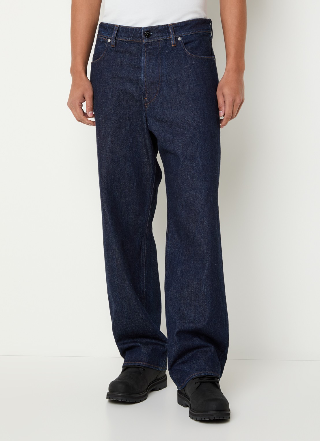 Stone Island KS215 loose fit jeans met donkere wassing - detail 4 donkerblauw