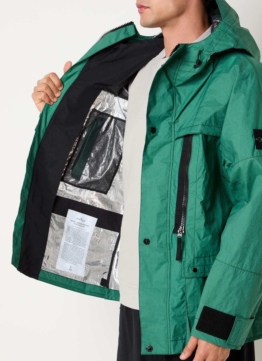 Stone Island Metal Lamina Ripstop softshell jack met opgestikte zakken - detail 5 groen