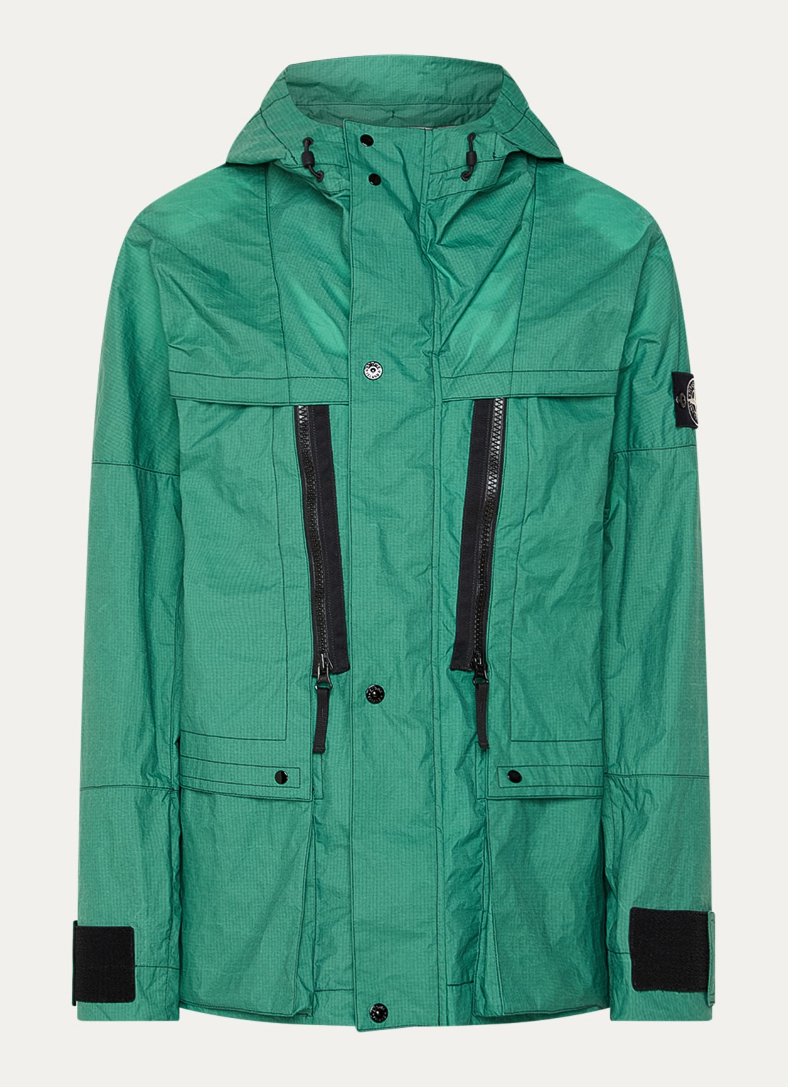 Stone Island Metal Lamina Ripstop softshell jack met opgestikte zakken - voorkant groen