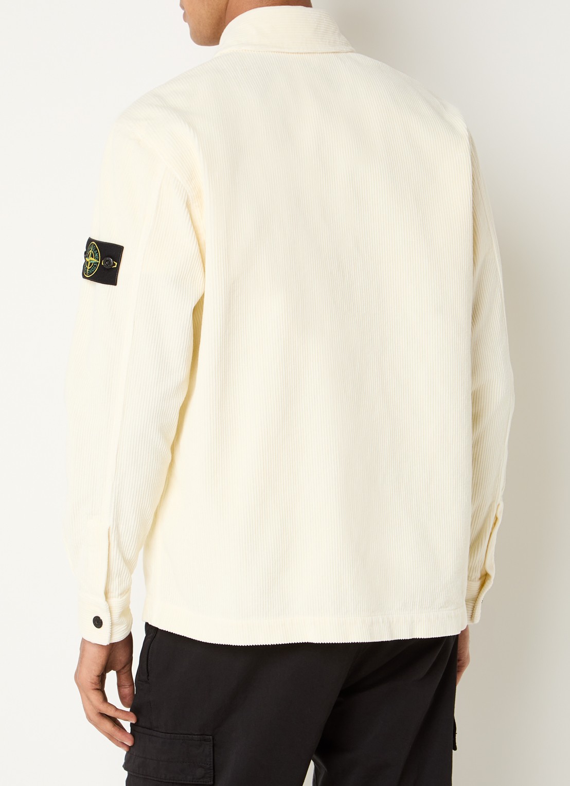 Stone Island Regular fit overshirt van corduroy met borstzak - achterkant ivoor