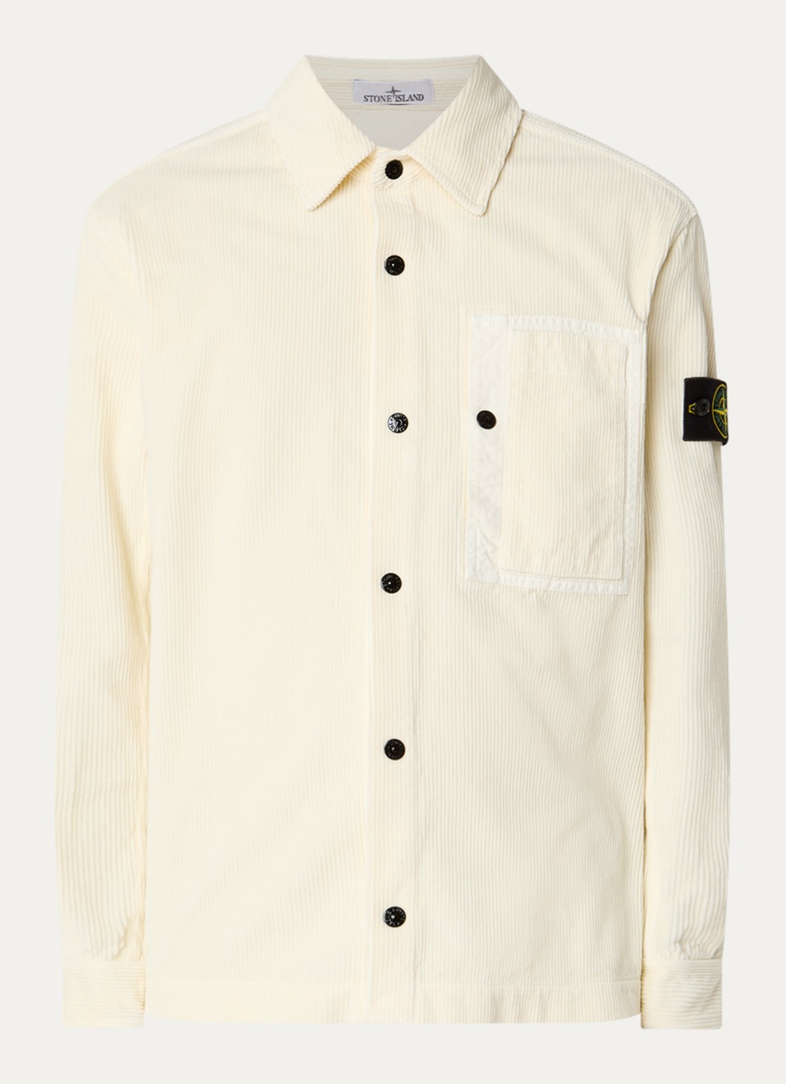 Stone Island Regular fit overshirt van corduroy met borstzak - voorkant 4 ivoor
