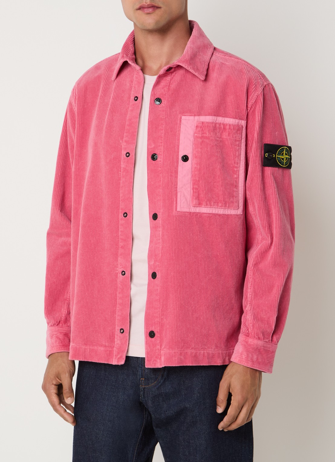 Stone Island Regular fit overshirt van corduroy met borstzak - detail 4 roze