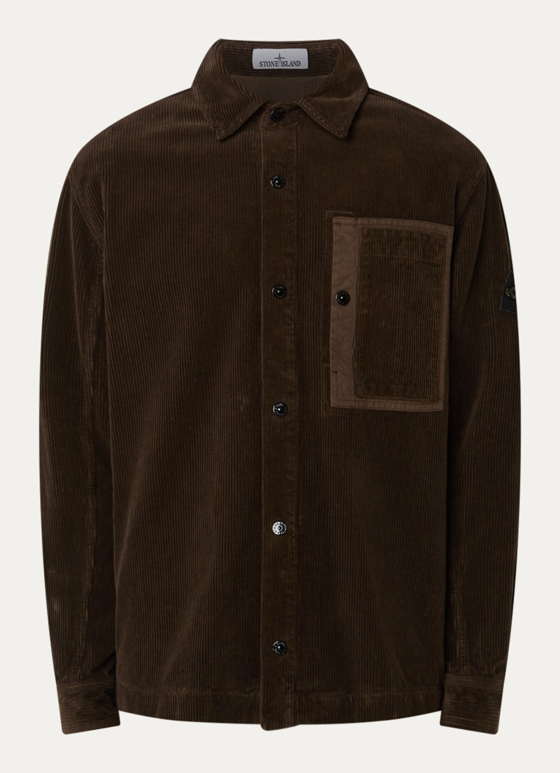Stone Island Regular fit overshirt van corduroy met borstzak - voorkant bruin