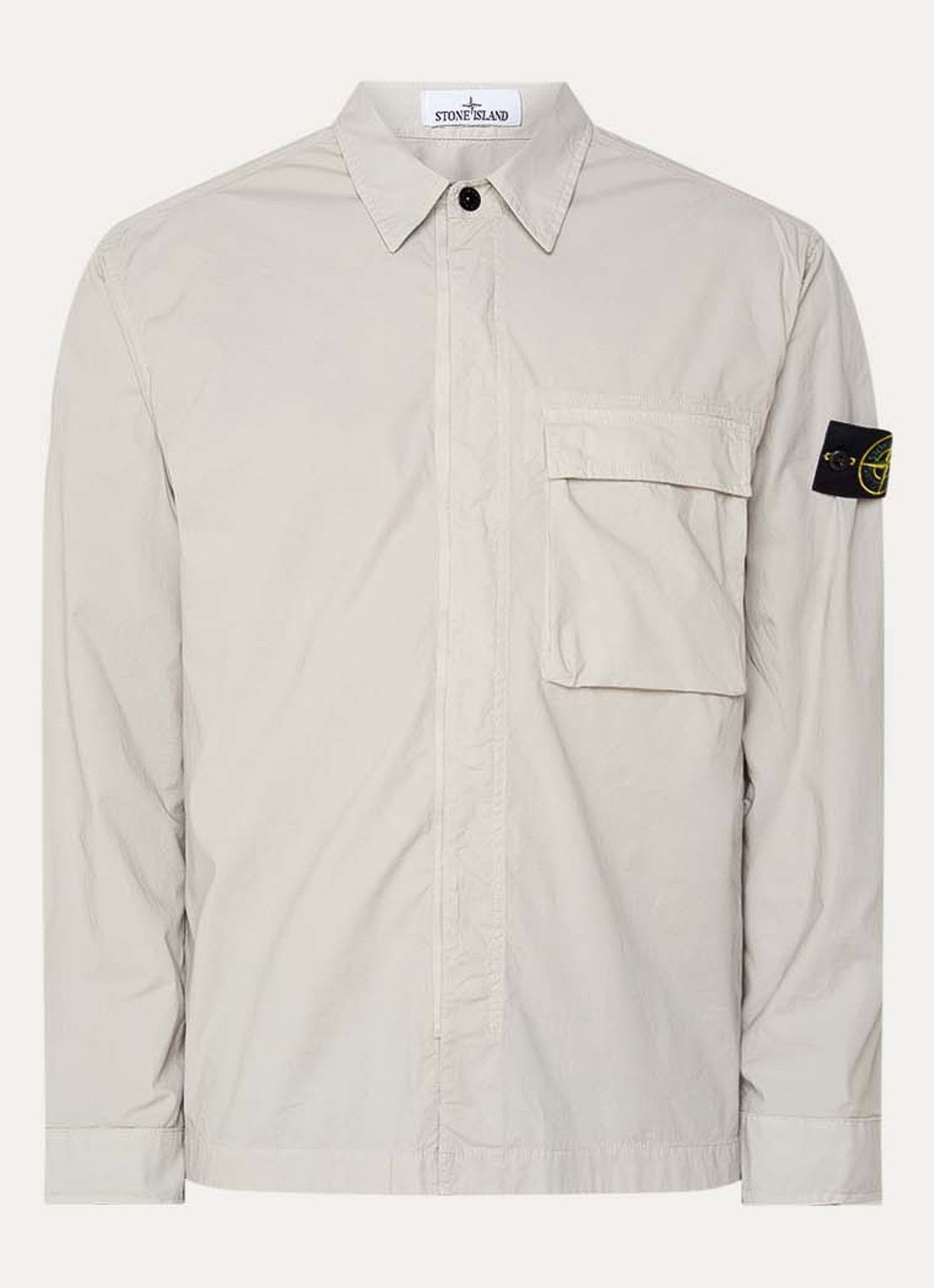 Stone Island S0003 overshirt met borstzak en logo - voorkant 2 grijs
