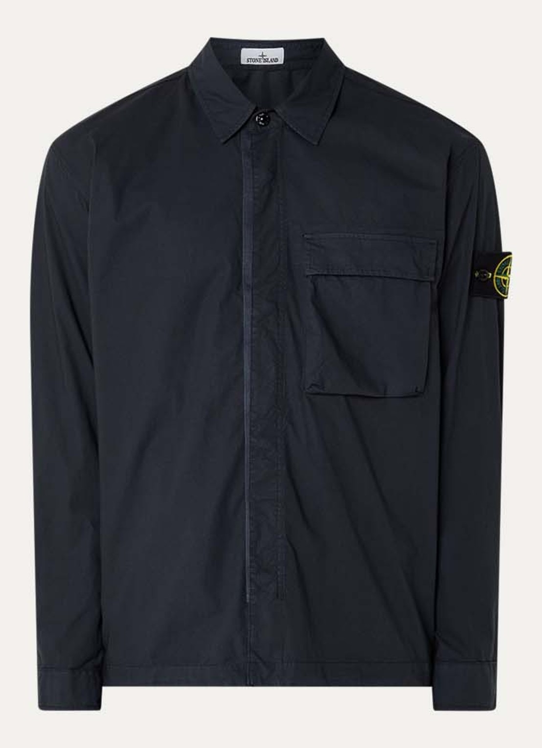 Stone Island S0003 overshirt met borstzak en logo - voorkant 2 donkerblauw