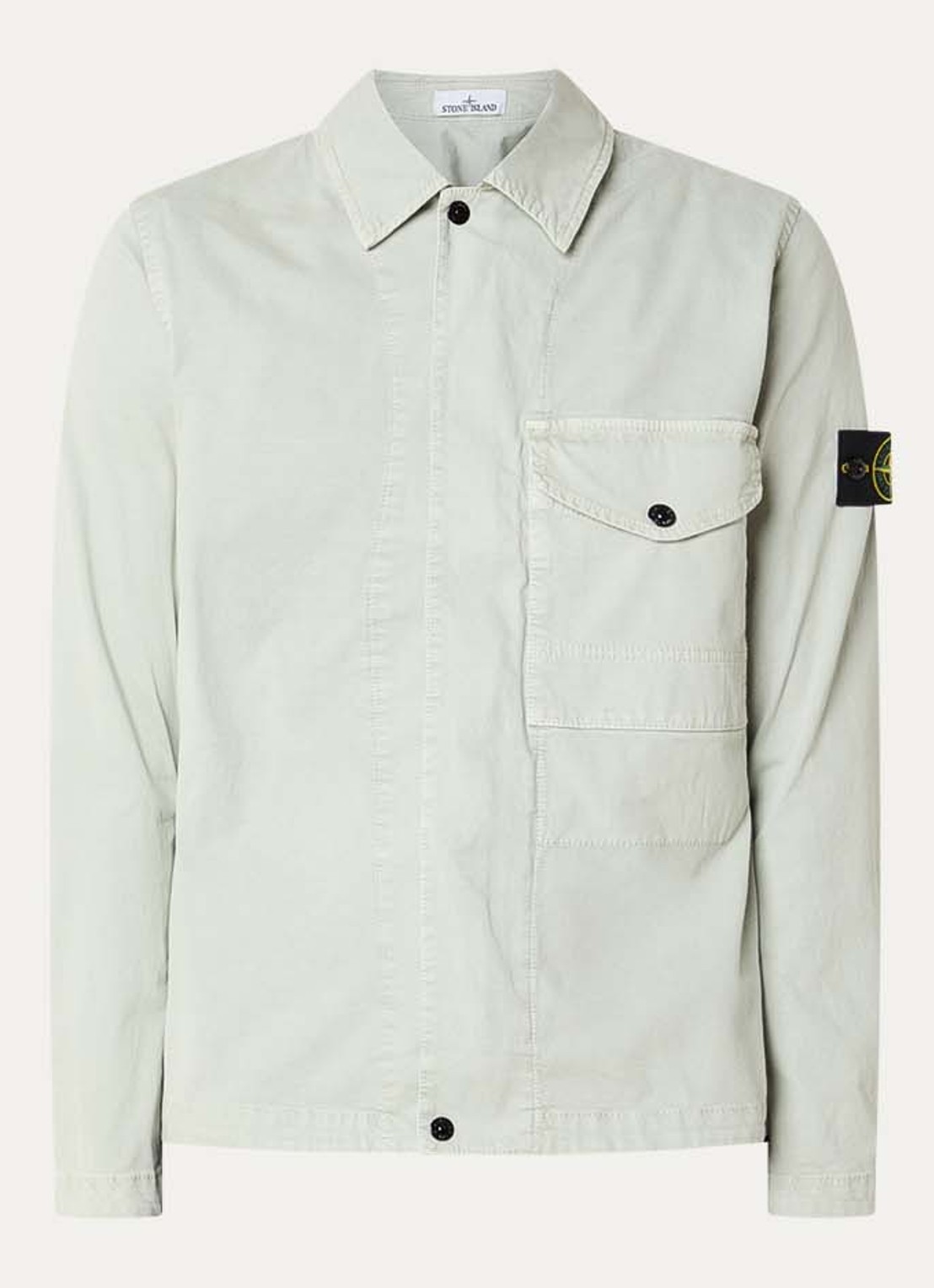 Stone Island S0004 overshirt met borstzak en logo - voorkant 2 lindegroen