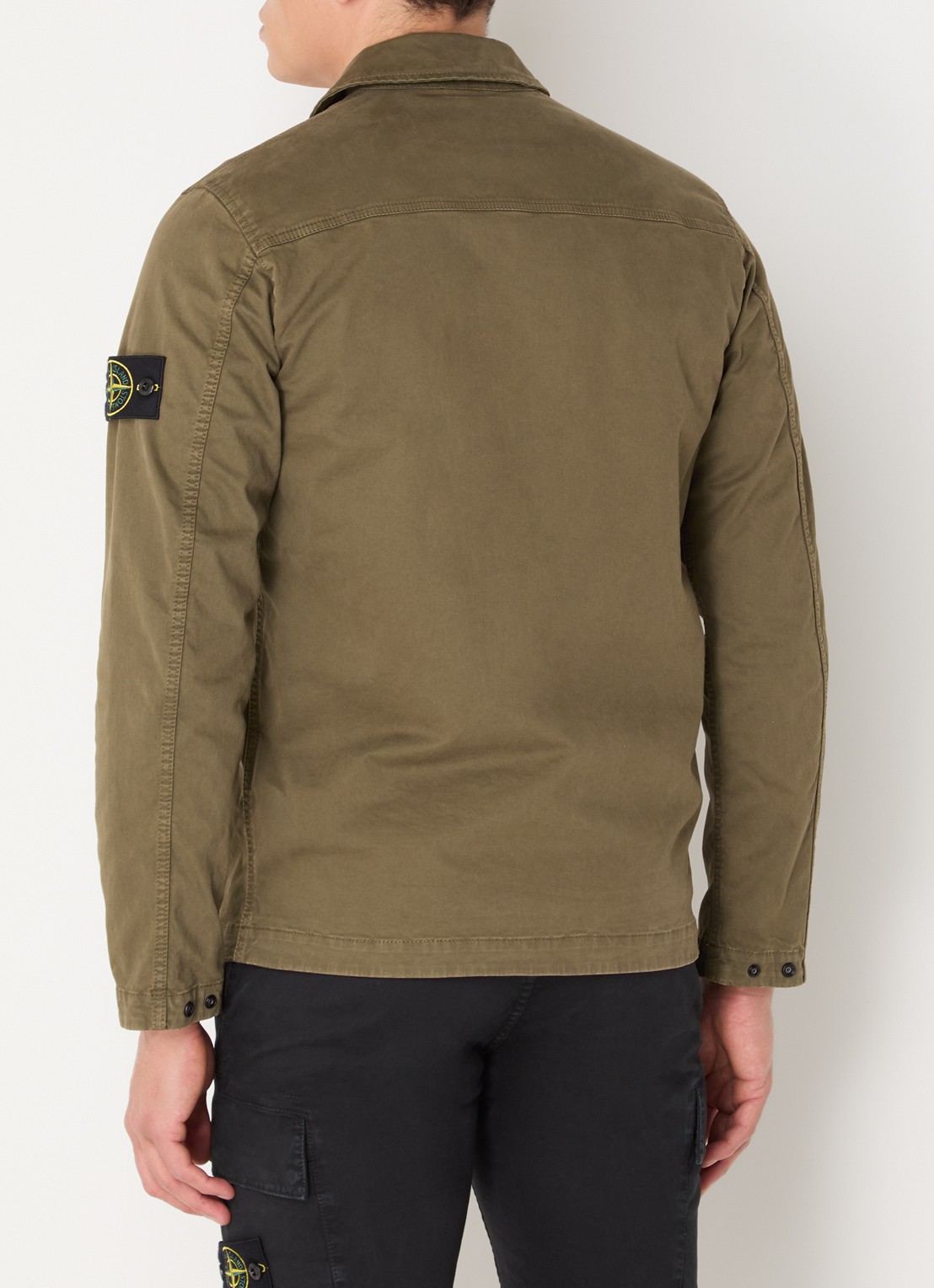 Stone Island S0004 overshirt met borstzak en logo - achterkant 3 bronsgroen
