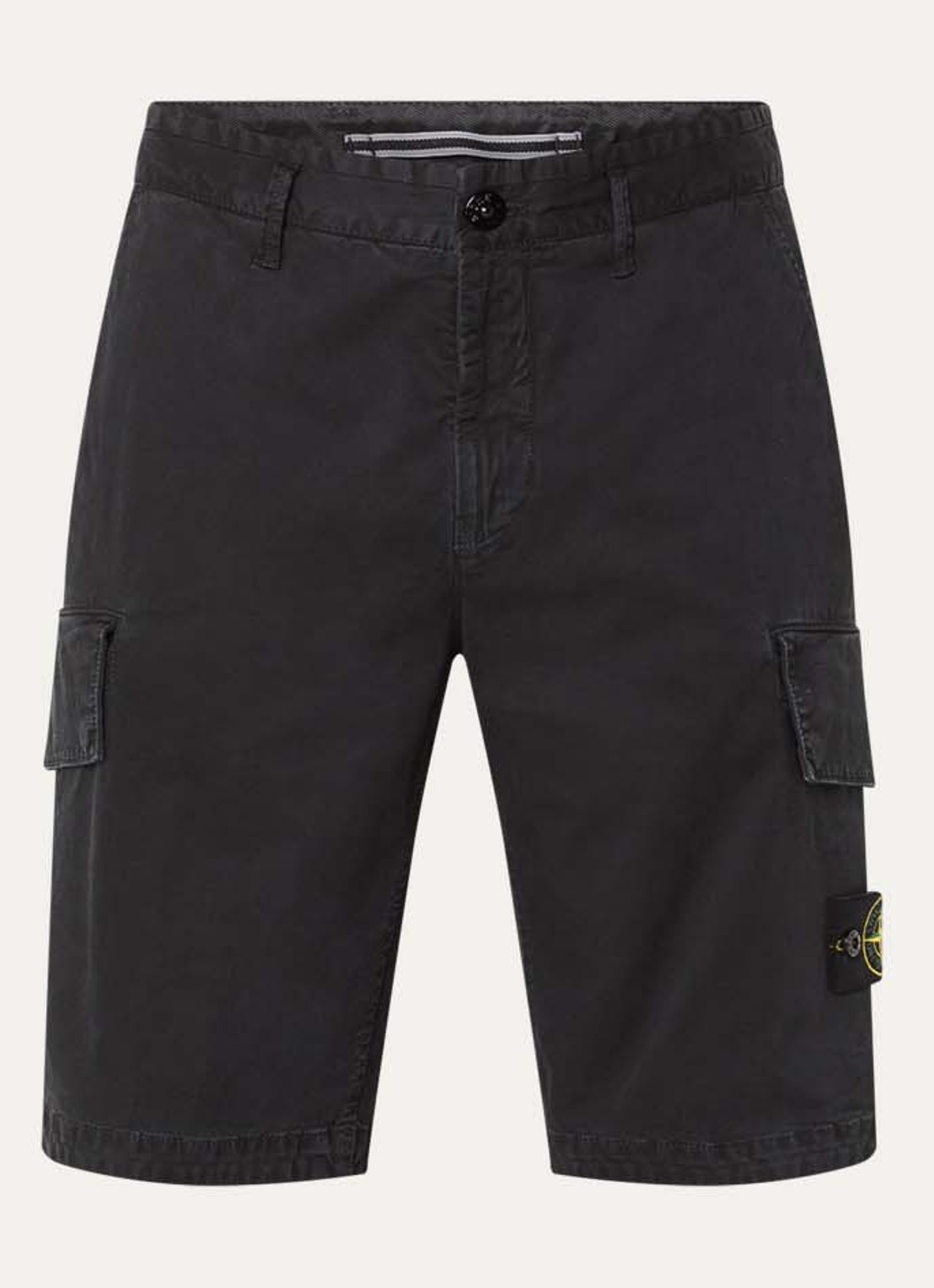 Stone Island S0004 Straight fit korte cargobroek met logo - voorkant zwart