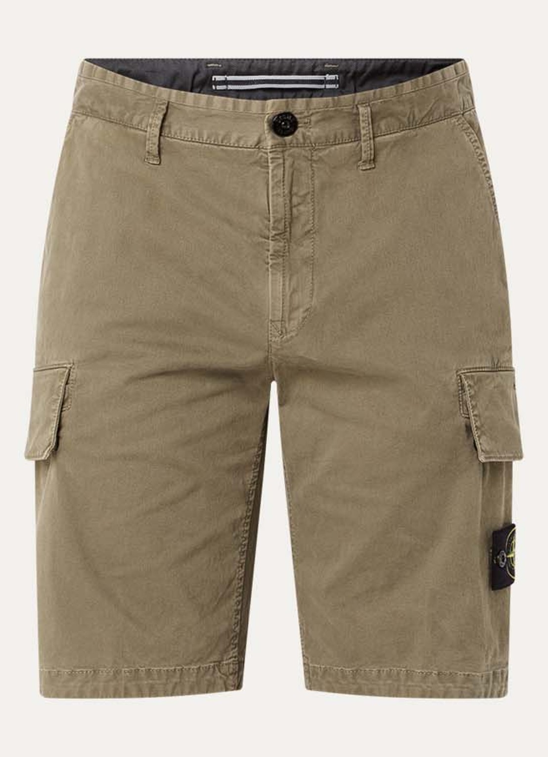 Stone Island S0004 Straight fit korte cargobroek met logo - voorkant 2 mosgroen
