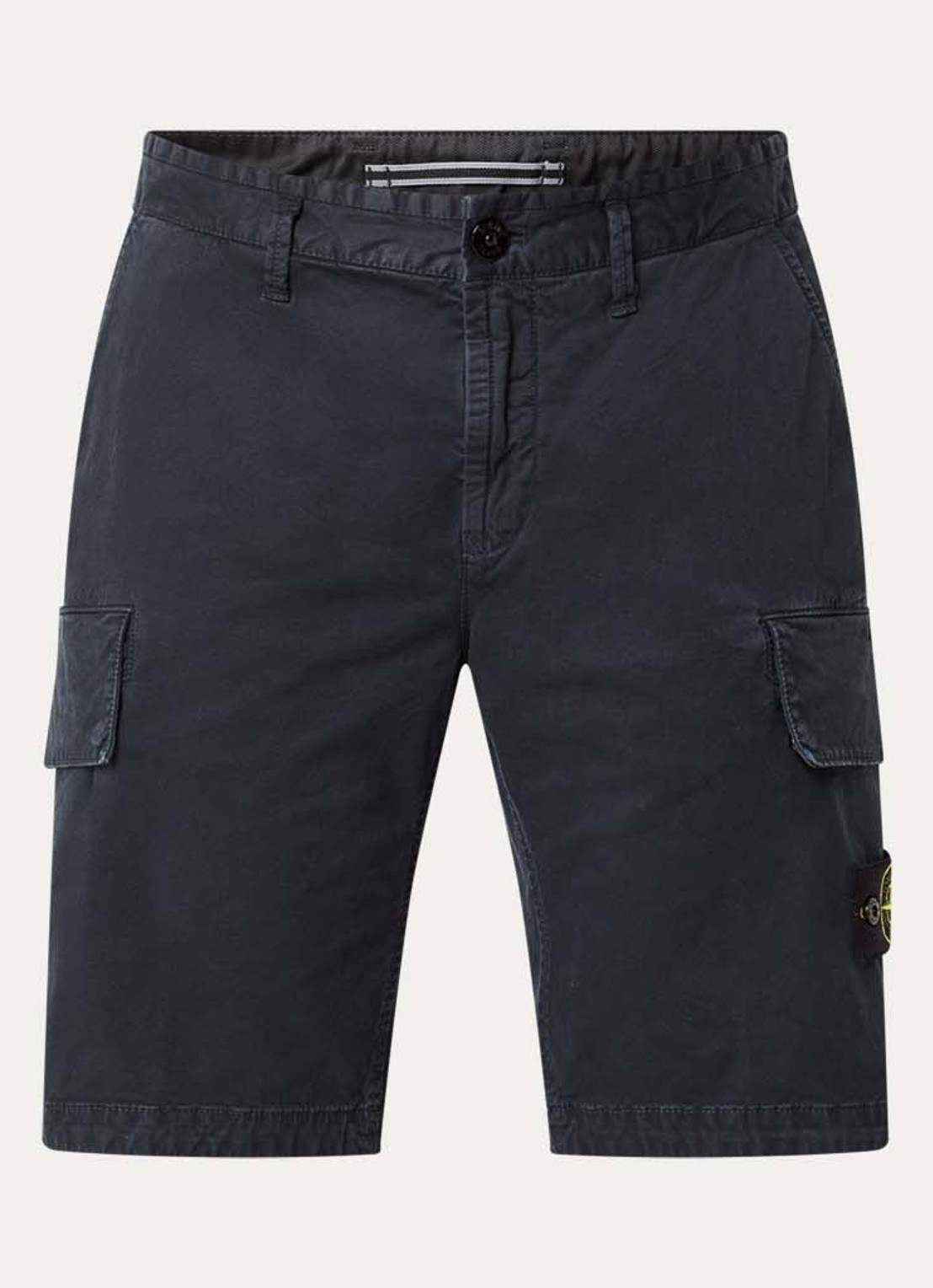 Stone Island S0004 Straight fit korte cargobroek met logo - voorkant 4 donkerblauw