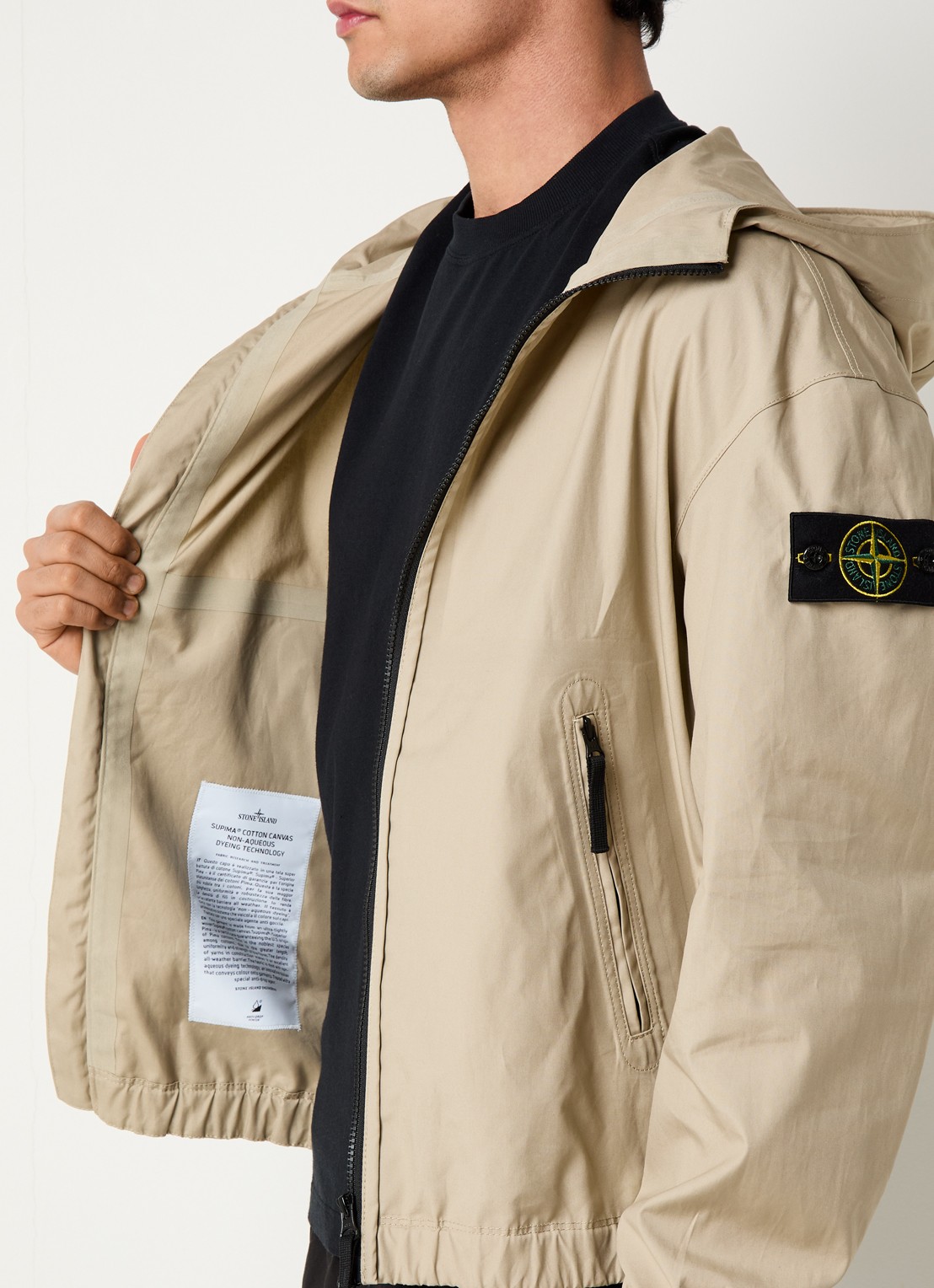 Stone Island S0011 Supima windjack met ritszakken en logo - detail 3 beige