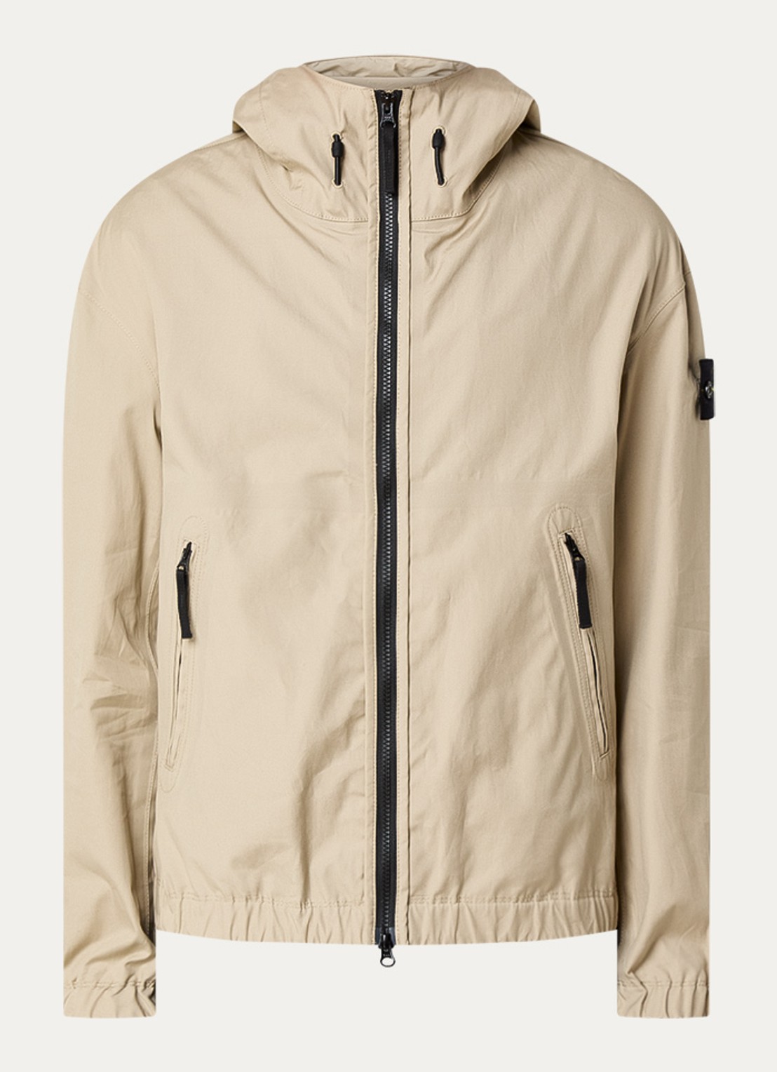 Stone Island S0011 Supima windjack met ritszakken en logo - voorkant 5 beige