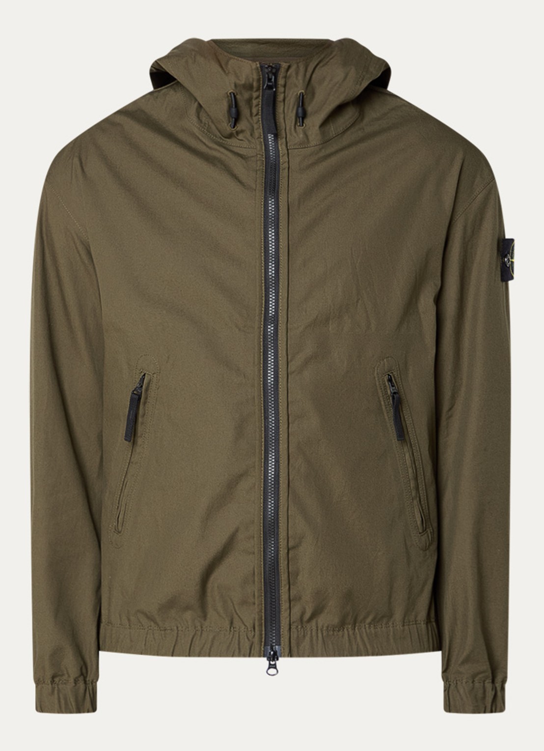 Stone Island S0011 Supima windjack met ritszakken en logo - voorkant 4 legergroen