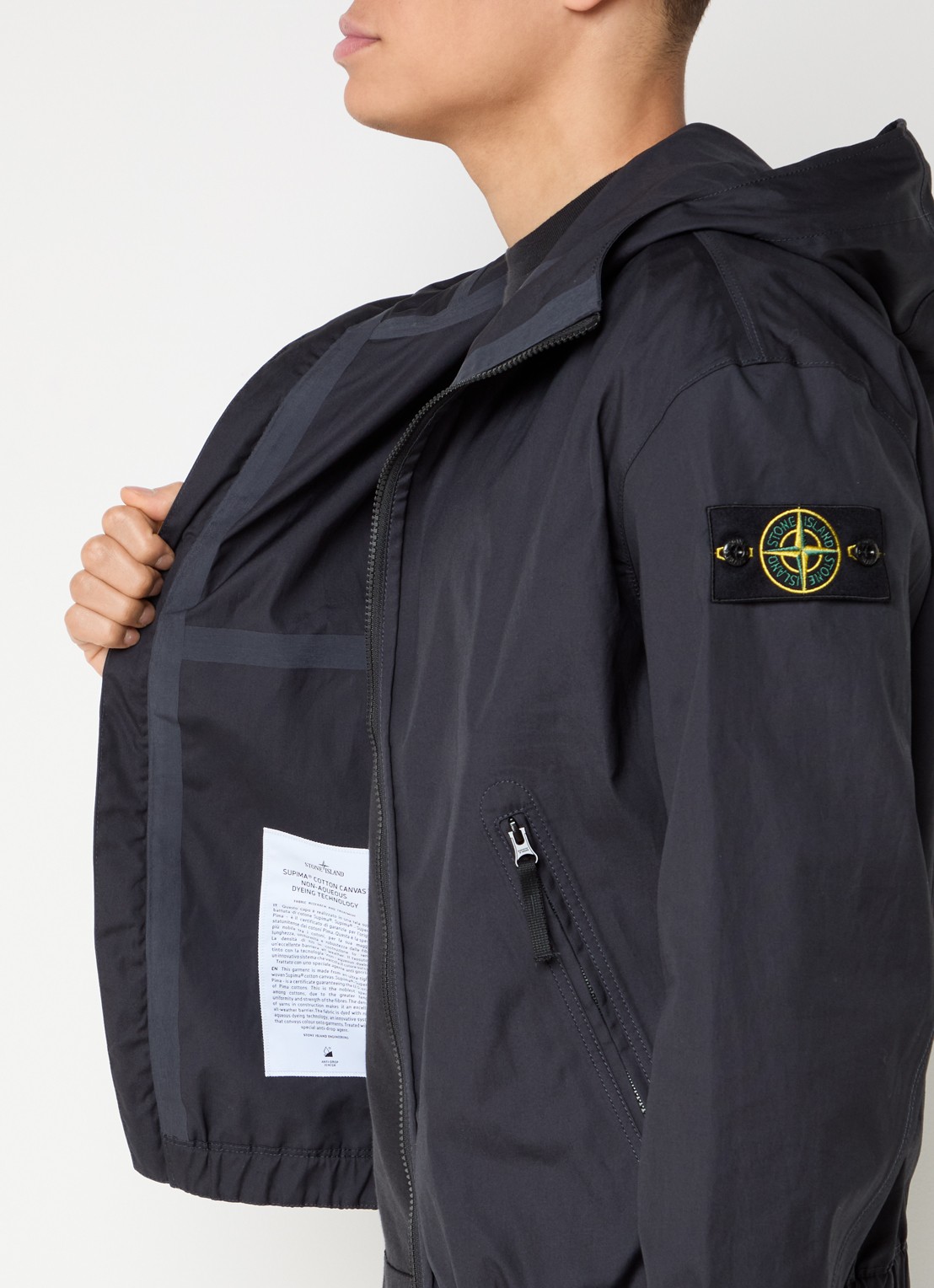 Stone Island S0011 Supima windjack met ritszakken en logo - detail 5 donkerblauw