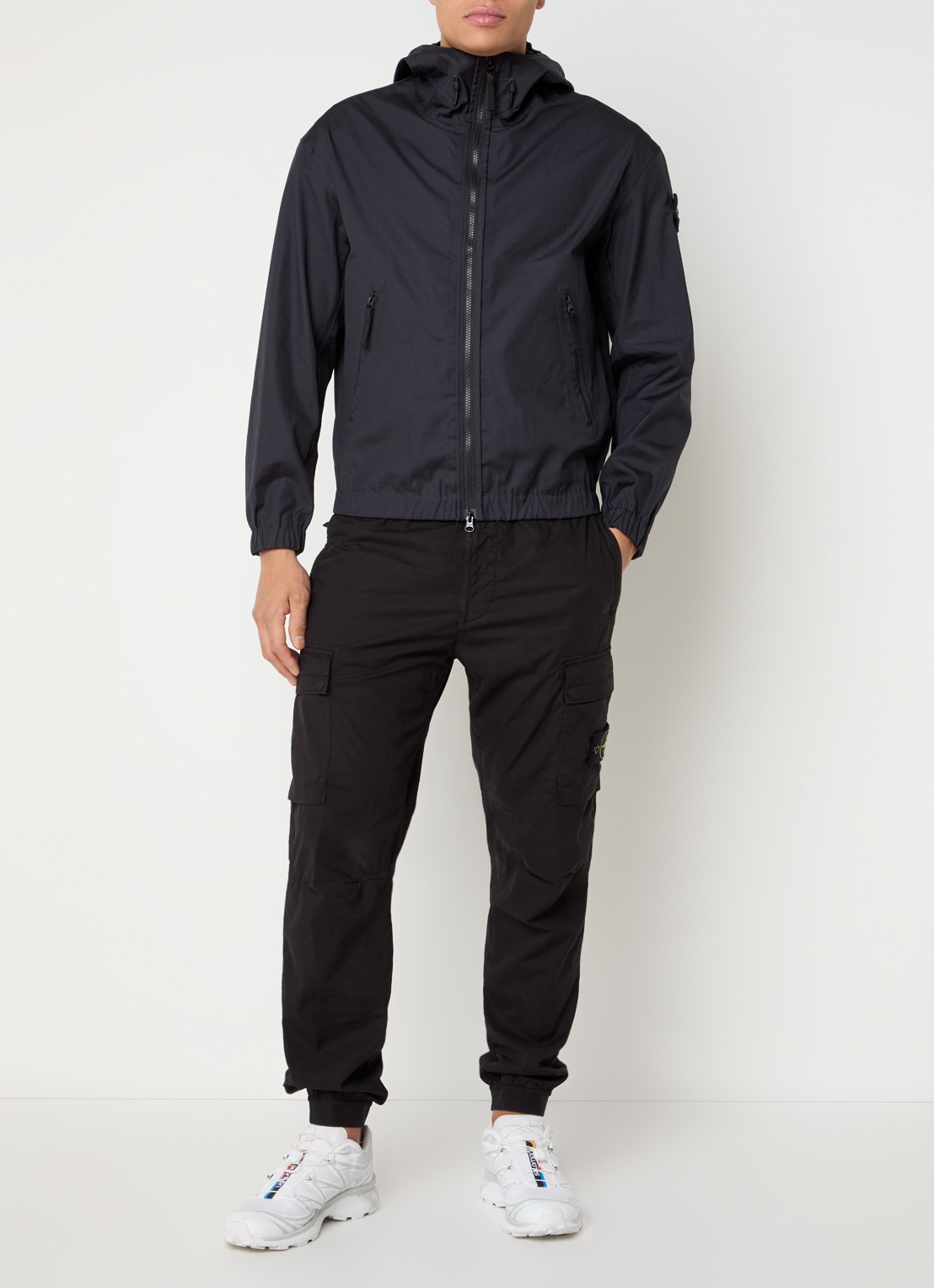 Stone Island S0011 Supima windjack met ritszakken en logo - voorkant 2 donkerblauw