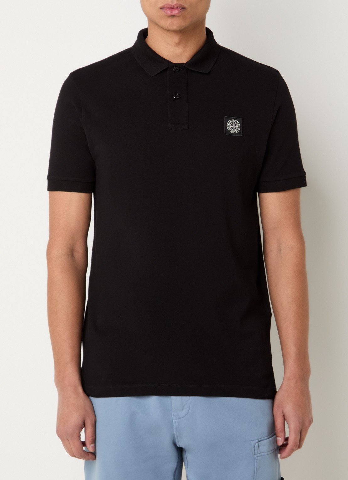 Stone Island S0017 slim fit polo met logoborduring - detail 2 zwart