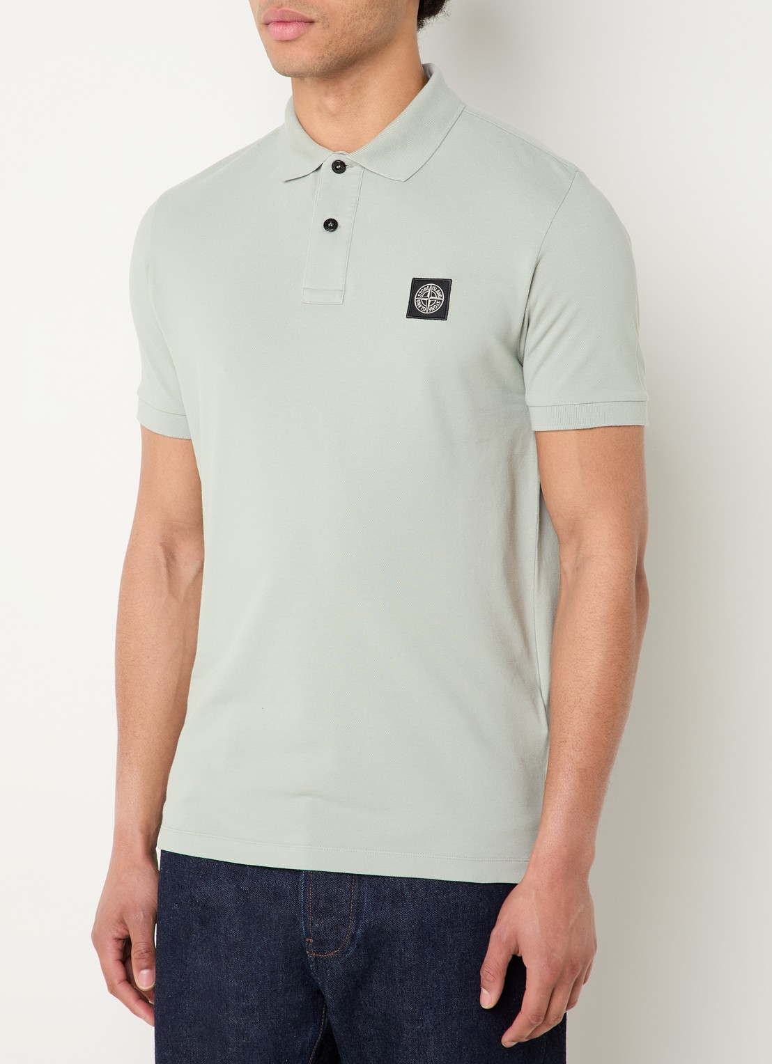 Stone Island S0017 slim fit polo met logoborduring - detail 3 lindegroen