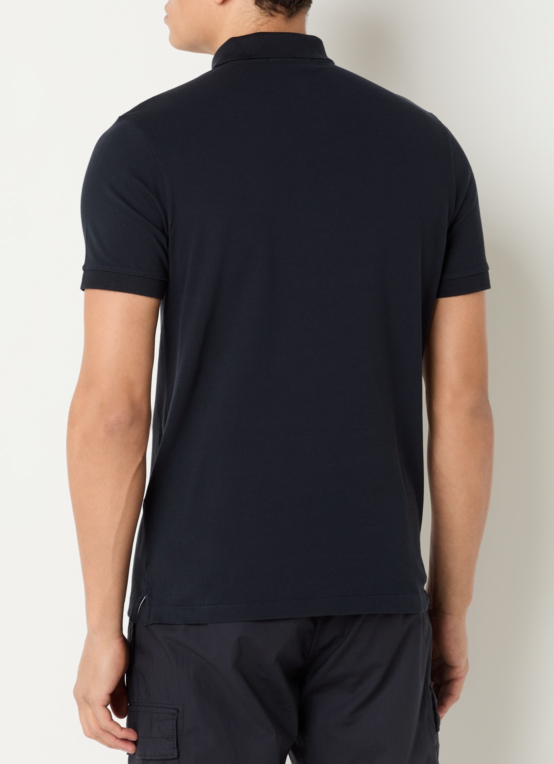 Stone Island S0017 slim fit polo met logoborduring - achterkant 3 donkerblauw