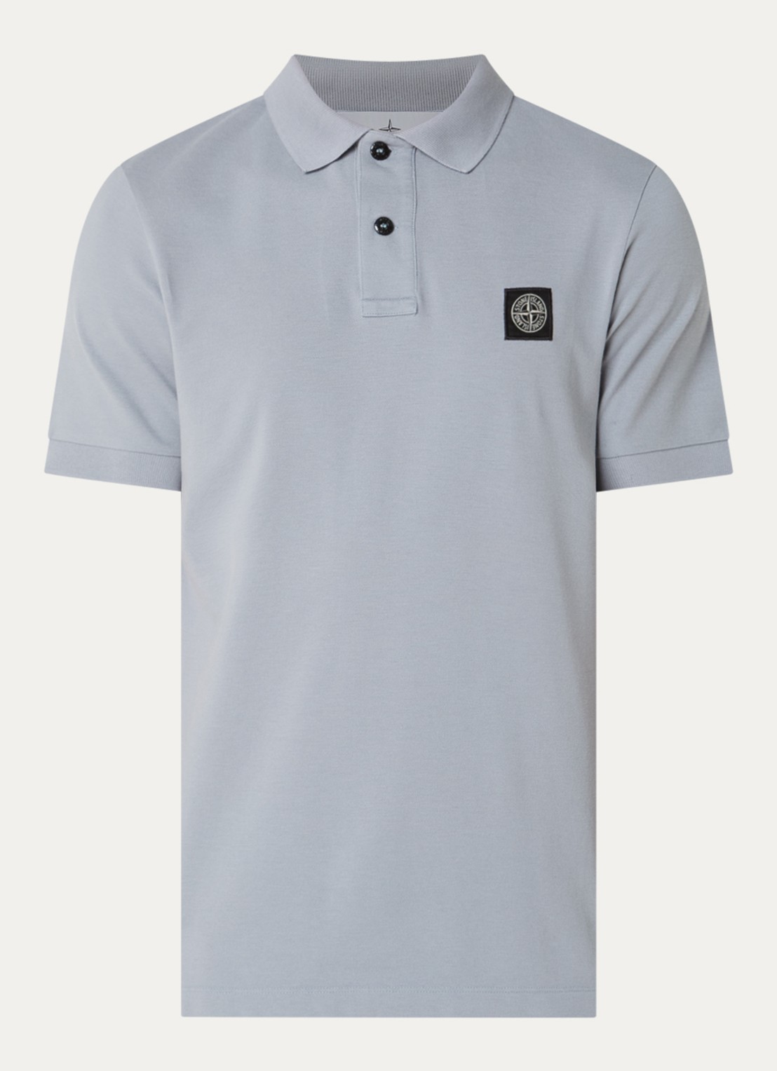 Stone Island S0017 slim fit polo van piqué katoen met logo - voorkant 4 donkerblauw